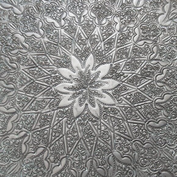 Antique Silver Toned Aluminum Moroccan Tea Tray Wall Hanging - Picture 5 of 5